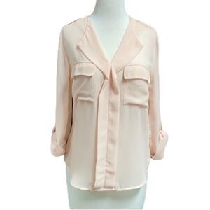 Timing L/S Peach Button Down Blouse Size Small